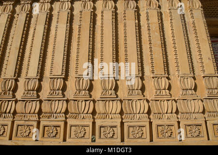 Raffinati dettagli su Bhandasar Jain Temple, Bikaner, Rajasthan, India Foto Stock