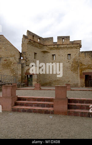 Ingelheim, Germania - Giugno 17th, 2017: la rovina del castello di pfalz di Karl dem Grossen, Carlo Magno, Carlo Magno, Carolus Magnus. Renania Palatinato, Foto Stock