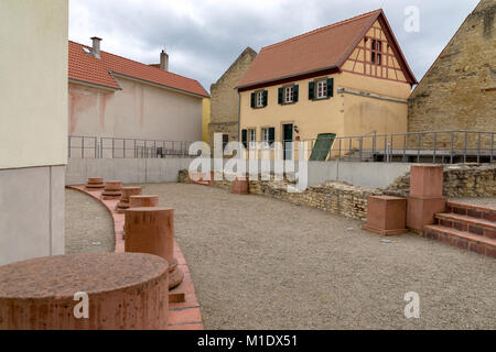 Ingelheim, Germania - Giugno 17th, 2017: la rovina del castello di pfalz di Karl dem Grossen, Carlo Magno, Carlo Magno, Carolus Magnus. Renania Palatinato, Foto Stock