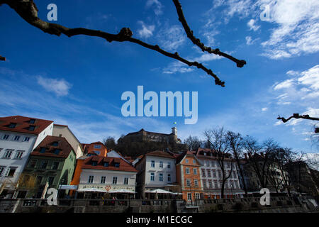 Una vista di Lubiana, la capitale della Slovenia. Foto Stock