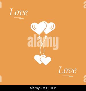 Carino illustrazione vettoriale di amore simboli: cuore palloncini aria icona e due cuori. Raccolta romantica. Design per banner, flyer, poster o di stampa. Illustrazione Vettoriale