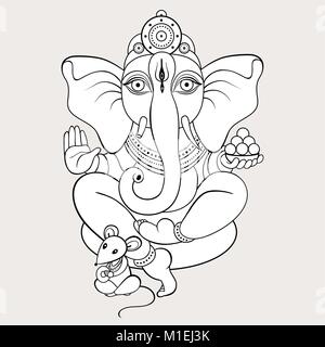 Ganapati meditazione in lotus pongono Illustrazione Vettoriale