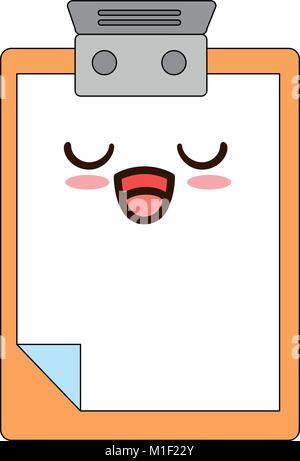 Documento negli appunti kawaii carattere illustrazione vettoriale design Illustrazione Vettoriale