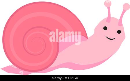 Rosa icona lumaca, piatta, stile cartoon. Isolato su sfondo bianco. Illustrazione Vettoriale. Illustrazione Vettoriale