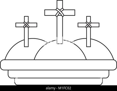 Tre croci in montagna scena religiosa Illustrazione Vettoriale