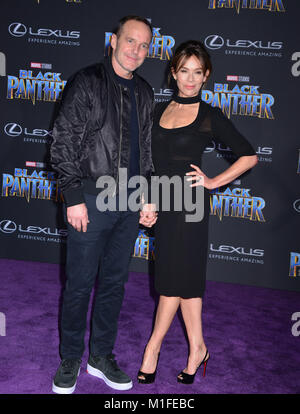 Los Angeles, Stati Uniti d'America. 29 gen, 2018. Clark Gregg e Jennifer Grey 090 partecipa alla premiere di Disney e meraviglia che 'Black Panther' al teatro Dolby on gennaio 29, 2018 in Hollywood, la California. Credito: Tsuni / USA/Alamy Live News Foto Stock