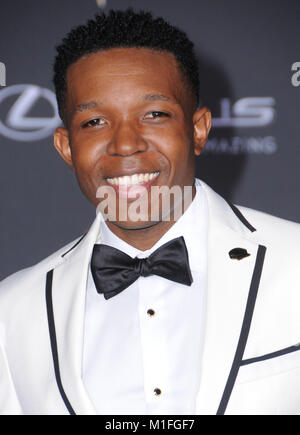 Hollywood, CA, Stati Uniti d'America. 29 gen, 2018. Denzel Whitaker. Marvel Studios' ''Black Panther'' Premiere Mondiale tenutosi presso il Teatro Dolby. Credito: Birdie Thompson/AdMedia/ZUMA filo/Alamy Live News Foto Stock