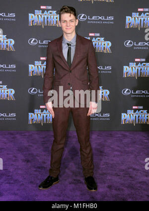 Los Angeles, California, USA. 29 gen, 2018. Attore Ty Simpkins assiste la Premiere mondiale di Marvel Studios" "Black Panther' al teatro Dolby on gennaio 29, 2018 a Los Angeles, California. Foto di Barry re/Alamy Live News Foto Stock