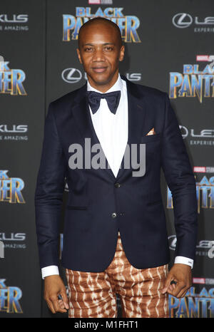 Los Angeles, Ca, Stati Uniti d'America. 29 gen, 2018. J. Agosto Richards, a Marvel Studios' Premiere mondiale di Black Panther al Dolby Theatre di Los Angeles, la California il 29 gennaio 2018. Credito: MediaPunch Inc/Alamy Live News Foto Stock