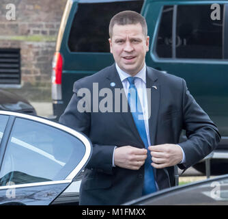 Londra 30 gennaio 2018, il primo ministro dell'Estonia arriva al 10 di Downing Street per una visita con Theresa Maggio, Primo Ministro del Regno Unito Credito: Ian Davidson/Alamy Live News Foto Stock