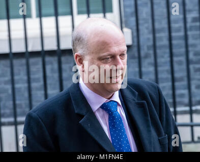 Londra 30 gennaio 2018, Chris temolo, Segretario dei trasporti lasciare 10 Downing Street folloiwng una riunione del gabinetto Credito: Ian Davidson/Alamy Live News Foto Stock