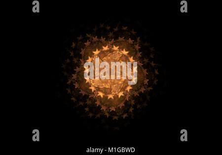 Abstract golden frattali figura simmetrica su nero Foto Stock