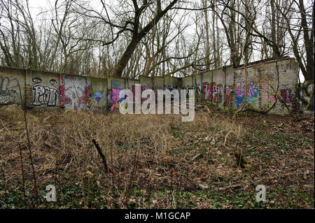 Berlino, il pezzo riscoperto del muro di Berlino del 1961, foto Kazimierz Jurewicz, Foto Stock