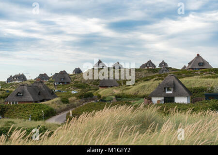 Case vacanza sulle dune del sud Sylt, isola dei ricchi e la bellezza, Hoernum, Sylt, Schleswig-Holstein, Germania, Europa Foto Stock