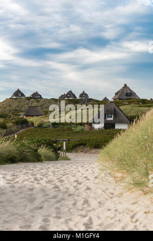 Case vacanza sulle dune del sud Sylt, isola dei ricchi e la bellezza, Hoernum, Sylt, Schleswig-Holstein, Germania, Europa Foto Stock