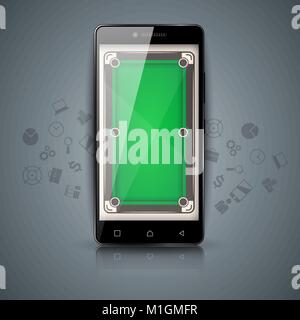 Gadget digitali, smartphone - illustrazione di biliardo. Illustrazione Vettoriale
