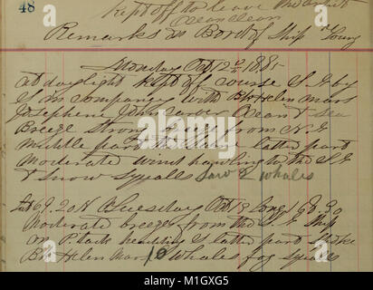 (Giornale di bordo del giovane Phoenix (corteccia), di San Francisco, California, masterizzato da J.H. Holmes, sulla caccia alle balene viaggio dal 21 febbraio 1885-10 nov. 1885) (1885) (14799480583) Foto Stock