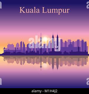 La città di Kuala Lumpur skyline silhouette sfondo, illustrazione vettoriale Illustrazione Vettoriale