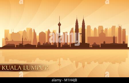 Kuala Lumpur skyline della citta'. Vettore illustrazione silhouette Illustrazione Vettoriale