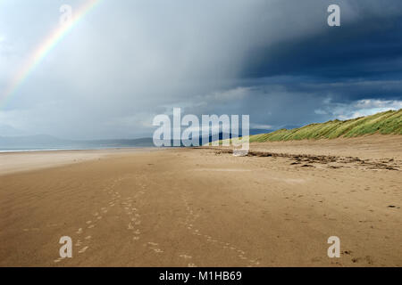 Morfa Harlech è una vasta distesa di dune di sabbia vicino a sistemi Harlech nel Galles del Nord. È Riserva Naturale Nazionale all'interno del Parco Nazionale di Snowdonia. Foto Stock