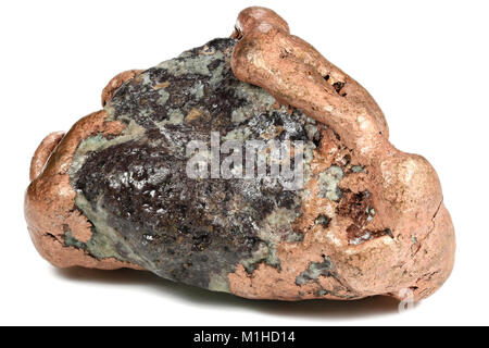 Grandi rame nativo nugget (157 g) da Keweenaw, Michigan/ USA isolato su sfondo bianco Foto Stock