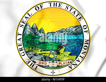Guarnizione dello stato del Montana di Stato, STATI UNITI D'AMERICA. 3D'illustrazione. Foto Stock