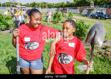 Miami Florida,Allapattah Middle School,campus,Hands on HANDSON Miami,volontari volontari volontari volontari lavoratori del lavoro, lavoro di squadra che lavorano insieme s Foto Stock