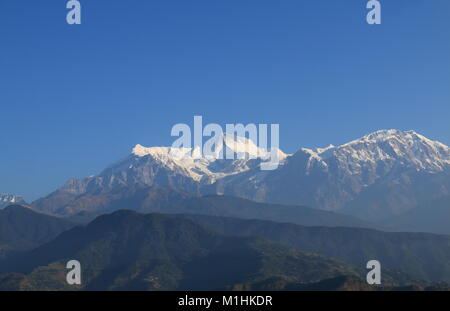 Machhapuchhre Himalaya paesaggio di montagna Annapurna Pokhara Nepal Foto Stock