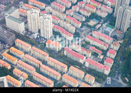 Vista aerea della zona residenziale di Shanghai Foto Stock