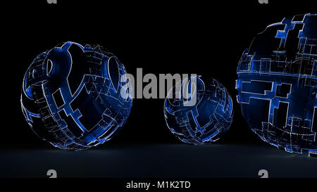 Sfere astratta di cerchi luminosi e linee Foto Stock