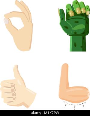 Icona mano impostare, stile cartoon Illustrazione Vettoriale