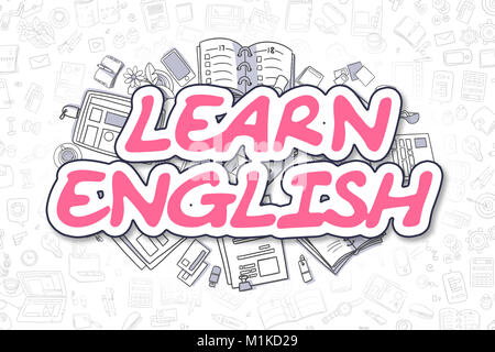 Impara Inglese - Cartoon Magenta Testo. Il concetto di business. Foto Stock