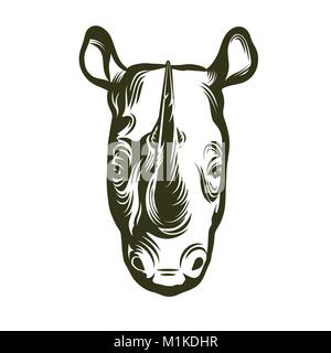 La testa di Rhino su sfondo bianco, illustrazione vettoriale Illustrazione Vettoriale