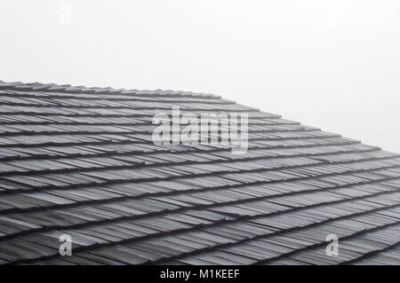 Agitare le assicelle sul tetto con la nebbia Foto Stock