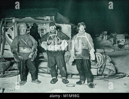 Henry Robertson Bowers, Edward Adrian Wilson e Apsley Cherry-Garrard, Austral Winter 1911, in procinto di lasciare per Cape Crozier, Scott spedizione finale Foto Stock