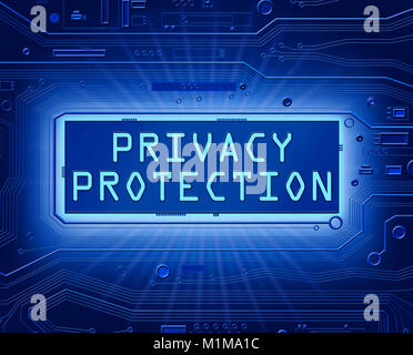 3d stile astratto illustrazione raffigurante la scheda a circuito stampato componenti con una protezione della privacy concetto. Foto Stock