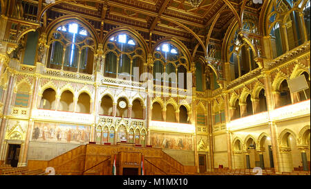 Parlamento ungherese edificio in Budapest, Ungheria, UE Foto Stock