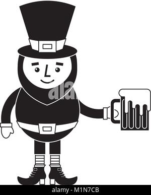 Carattere leprechaun tenendo la birra Illustrazione Vettoriale