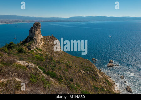 Sella del Diavolo vista su Cagliari, Sardegna Foto Stock