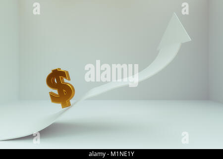 3D rendering del dollaro con freccia increaing Foto Stock