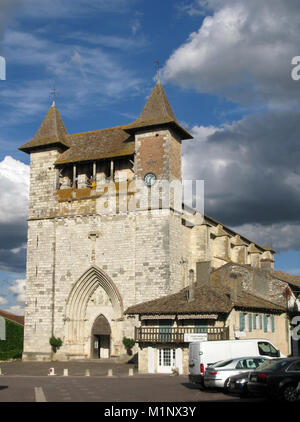 Medieval chiesa cattolica romana a Villereal, Lot-et-Garonne, a sud ovest della Francia nel mese di settembre Foto Stock