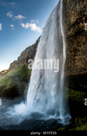 Seljalandsfoss cascata, Islanda, regioni polari Foto Stock