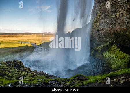 Seljalandsfoss cascata, Islanda, regioni polari Foto Stock