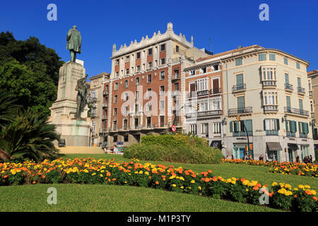 Monumento, Alameda Principal Street, Malaga, Andalusia, Spagna, Europa Foto Stock