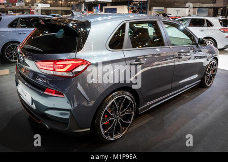 Bruxelles - Jan 10, 2018: Hyundai i30 N vettura mostrata a Bruxelles Motor Show. Foto Stock