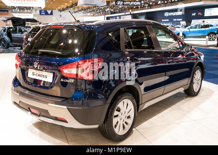 Bruxelles - Jan 10, 2018: Suzuki S-Cross crossover Auto SUV illustrato a Bruxelles Motor Show. Foto Stock