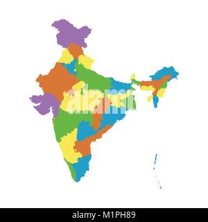 India mappa con gli stati federali. Vettore di Piana Illustrazione Vettoriale