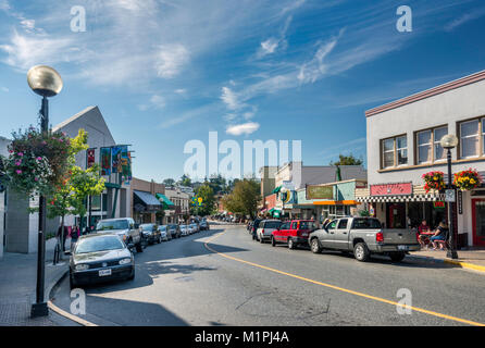 Commercial Street, centro business di Nanaimo, Isola di Vancouver, British Columbia, Canada Foto Stock