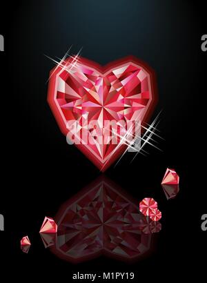 Cuore di Rubino e freccia, felice il giorno di san valentino, illustrazione vettoriale Illustrazione Vettoriale