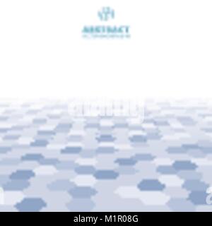 Abstract prospettiva esagonale pattern colore bianco e blu sullo sfondo. Illustrazione Vettoriale Illustrazione Vettoriale